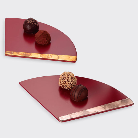 虹彩 朱末広銘々皿 五客セット