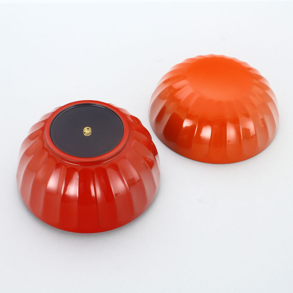 洗朱 塗分菊彫 菓子器