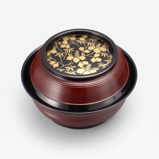 桐竹 溜糸目平形煮物椀 五客セット