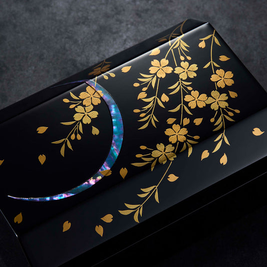 月に枝垂桜 台形小箱