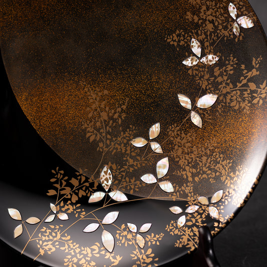 月に萩 飾皿(皿立付き)